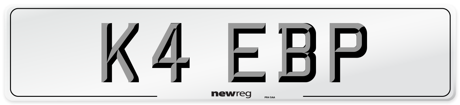 K4 EBP Number Plate from New Reg